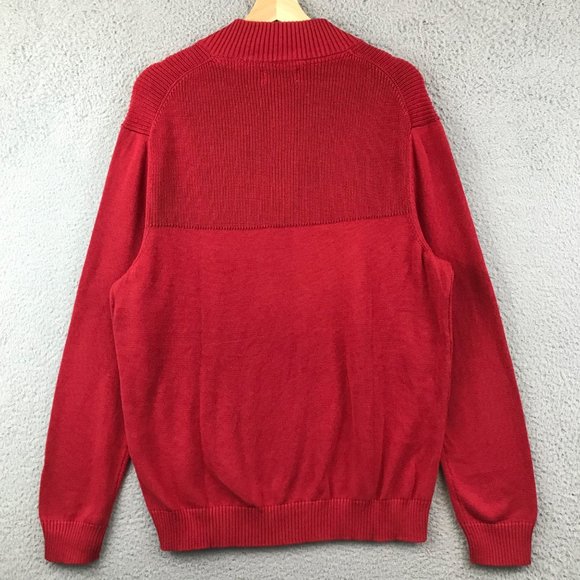 New Club Room Ribbed Four-Button Sweater Men's XL Ablaze Mock Neck Long Sleeve - Picture 3 of 10